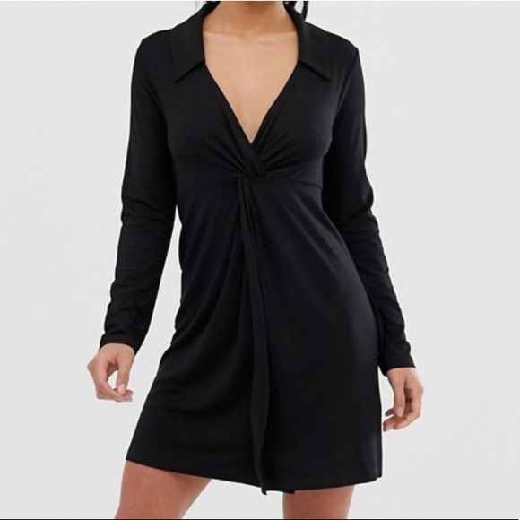 ASOS DESIGN Petite twist front shirt dress - Picture 2 of 4